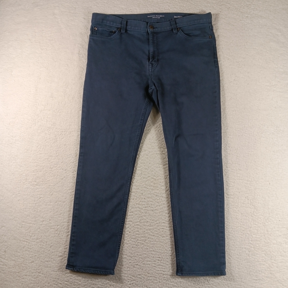 Banana Republic Jeans Mens 36x30 Blue Denim Traveler Slim Straight Stretch